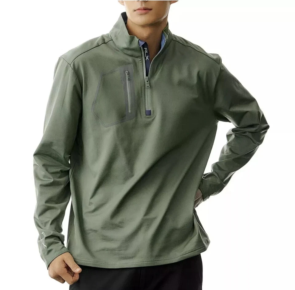 Pullover Ralph Lauren RLX Performance Golf 1/4 Cremallera Para Hombre Talla S Verde Absorbente $148 Foto 1 de 4