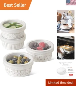 Luxury Ceramic Ramekins Set with Lids, 6 oz - Elegant Embossed Design for Gifts - Picture 1 of 11