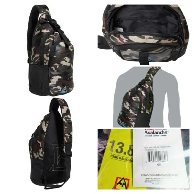 Mochila Bandolera Duradera Avalanche Negra/Verde/Tostada/Marrón Camuflada - Nueva Foto 1 de 4