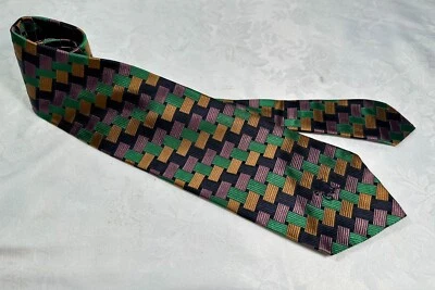 "Tejido de canasta vintage Countess Mara 55""x3 3/4"" rosa, verde, naranja y negro" Foto 1 de 4