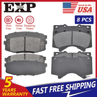 Front & Rear Ceramic Brake Pads For 2007-2019 Toyota Sequoia Tundra Land Cruiser - Image 1 of 4