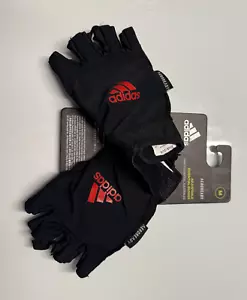 ADIDAS Aeroready Adjustable Essential Half-Finger Gloves RED Logo Size M Unisex - Picture 1 of 4