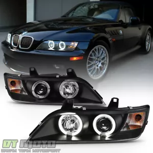 Black 1996-2002 BMW Z3 LED Halo Projector Headlights Head Lamps Pair Left+Right - Picture 1 of 12