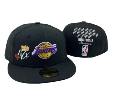Los Angeles Lakers New Era 17xNBA Finals Champions Crown 5950 fitted hat black - Image 1 of 4