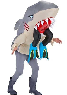 MJPARTY Adult Inflatable Halloween Man Eating Shark Fancy Dress Costume Shark Outfit
