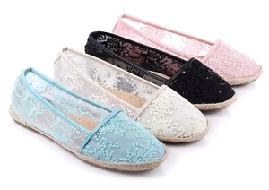 4-farbige modische Slipper nur Spitze Stil niedliche schmale Damen-Ballerinas Schuhe - Bild 1 von 21