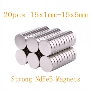 20pcs Dia 15mm Thickness 1-5mm Strong NdFeB Magnet Cylindrical Rare Earth Magnet - Picture 1 of 17