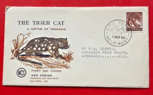 Australia FDC WCS 1960 The Tiger Cat A Native to Tasmania - Picture 1 of 2