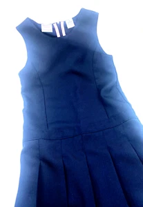 School Uniform Dress Size 6x One Piece Zipper Children Kids Blue Ruffle - Picture 1 of 6