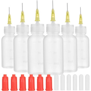 6 Sets Kunststoff Nadelspitze Flasche Drücken Flüssigkeit Spender Kleber Applikator - Bild 1 von 11