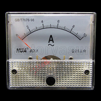 AC 10A Analog Panel AMP Current Meter Ammeter Gauge 85L1 0-10A AC White  • 9.54£