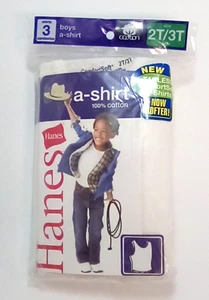 Pack of 3 Hanes Toddler Boys A-Shirts Size 2T/3T (28-33 LBS) - Picture 1 of 2