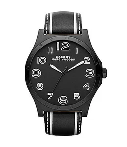 Marc Jacobs Ladies Trompe Henry Black Leather watch MBM1233 NEW! Fast Shipping - Picture 1 of 2