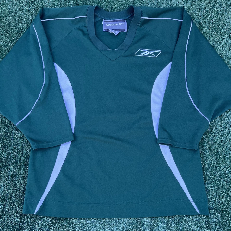 Camiseta deportiva vintage Reebok para hombre grande verde oscuro hockey #10 práctica deportes años 90 Y2K Foto 1 de 4