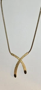 Vintage Krone Trifari Halskette goldfarben gebürstet Struktur X Love - Bild 1 von 7