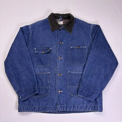 De Colección Años 70 Montgomery Ward Hombres’s 46 Manta Forrada Tareas Granero Abrigo Denim Chaqueta Foto 1 de 4