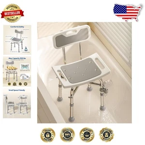Taburete de banco de asiento de ducha duradero con respaldo - Ideal para seguridad y comodidad de ancianos - Imagen 1 de 9