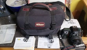 Nikon F50 35mm SLR Film Camera + 35-80mm NIKON Lens + Case + Manuals WORKS - Picture 1 of 15