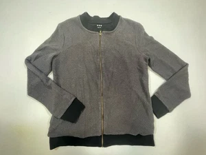 Three Dots Damenjacke grau schwarz Viskosemischung Langarm Reißverschluss Tasche L - Bild 1 von 9