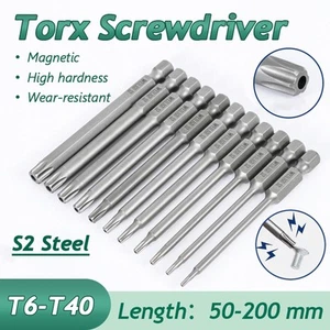 Torx Star Hex Security Bit Set Long Reach Tamper Proof Screwdriver Bit Hole - Picture 1 of 73