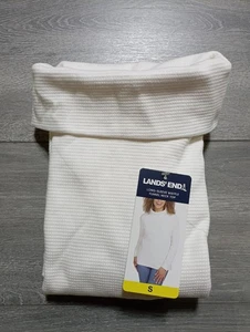 Pullover Lands' End Adulto Mujer Pequeño Blanco Manga Larga Waffle Cuello Embudo Top - Imagen 1 de 7