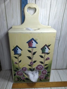 Vintage Wooden Recycle Box Plastic Bags Wall Decor Bird Houses Flowers  - Picture 1 of 16