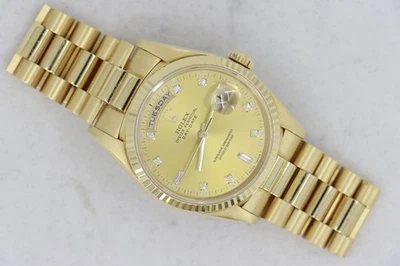 Rolex Day-Date 18238 Champagne Diamond Dial 36mm President 18K Circa 1990 - Image 1 of 4