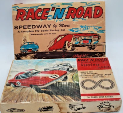 2pc 1960s MARX USA PA HO Slot Car Race Sets Corvette T-Bird Thunderbird - Image 1 of 4