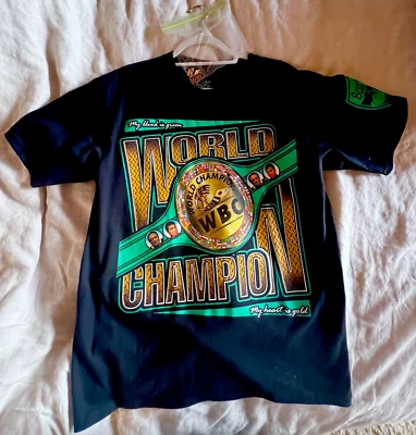 罕见! 全新!  WBC 拳击世界冠军 T 恤和金色 WBC 别针 — 第 1/4 张图片