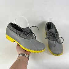 L.L. Bean Bean Boots Womens 8 Gray Yellow Leather Rubber Moc Rain Duck Shoes