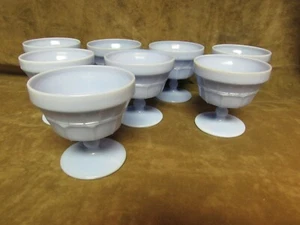 Vintage 1930's Jeannette Glass Delphite Blue Doric Pattern Sherbet Lot of 8 - Picture 1 of 3