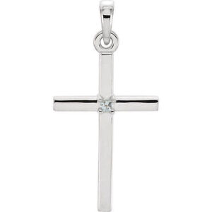 Aquamarine Cross Pendant In Platinum