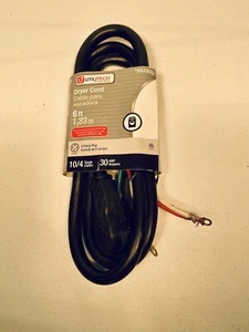 Cable de secadora negro enchufe de 4 clavijas calibre 10/4 30 amperios Utilitech 6 pies resistente nuevo - Imagen 1 de 3