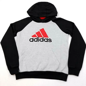 Adidas Pullover Big Logo Kangaroo Pocket Hoodie Hooded Sweatshirt Boys L 14/16 - Picture 1 of 12