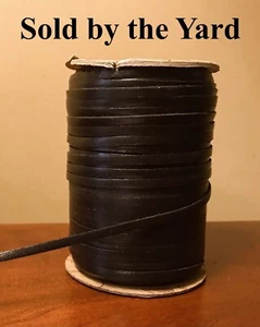 BLACK Kangaroo Leather Lacing in 1/8 Inch (3mm) Width - SOLD BY THE YARD - Picture 1 of 1