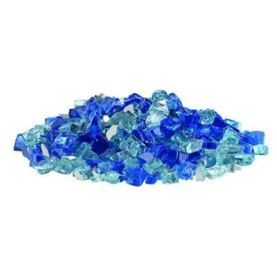 American Fireglass 1/2" Bora Bora Blue Reflective Fire Glass 10 lb. Container - Image 1 of 4