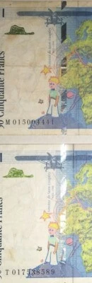 2 The Little Prince France 1994 50 Francs old paper banknotes with silver thread - image 1 of 3