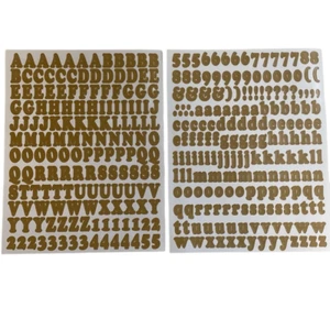 Stickers Letters Alphabet Upper Lower Case Numbers Symbols 2 Sheets Tan - Picture 1 of 6
