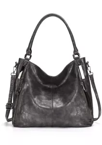 KL928 Purses Women Shoulder Handbag Top Handle Hobo Tote Bags PU Leather Grey - Picture 1 of 7