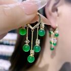 Fashion Beads Tassel Crystal Earrings Hoop Drop Women Wedding Party Jewelry Gift