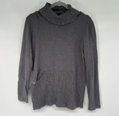 Top Chalet et Cec para mujer S gris capucha cuello acanalado tejido hecho en EE. UU. Lagenlook Foto 1 de 4