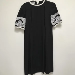 Vestido para mujer vintage negro lino encaje cordón manga corta Russell Trusso 8 - Imagen 1 de 4