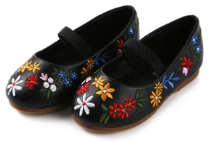 Toddler Little Kids Girl Floral Mary Jane Elastic Strap Ballerina Flat Shoes - Picture 1 of 7