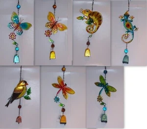 Fountasia Metal and glass suncatcher with bell - Dragonfly, Butterfly, Gecko etc - Picture 1 of 8