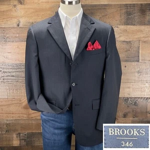 Brooks Brothers Wool Sport Coat Mens 40R Navy Blue Pinstripe Blazer Suit Jacket - Picture 1 of 14