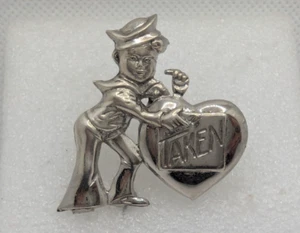 WWII US NAVY Sailor Sweetheart "TAKEN" Sterling Silver 925  Brooch Pin - Picture 1 of 7