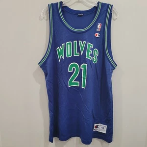 Rare Vintage Champion Timberwolves Kevin Garnett 21 Rookie Jersey Mens 48 XL - Picture 1 of 7
