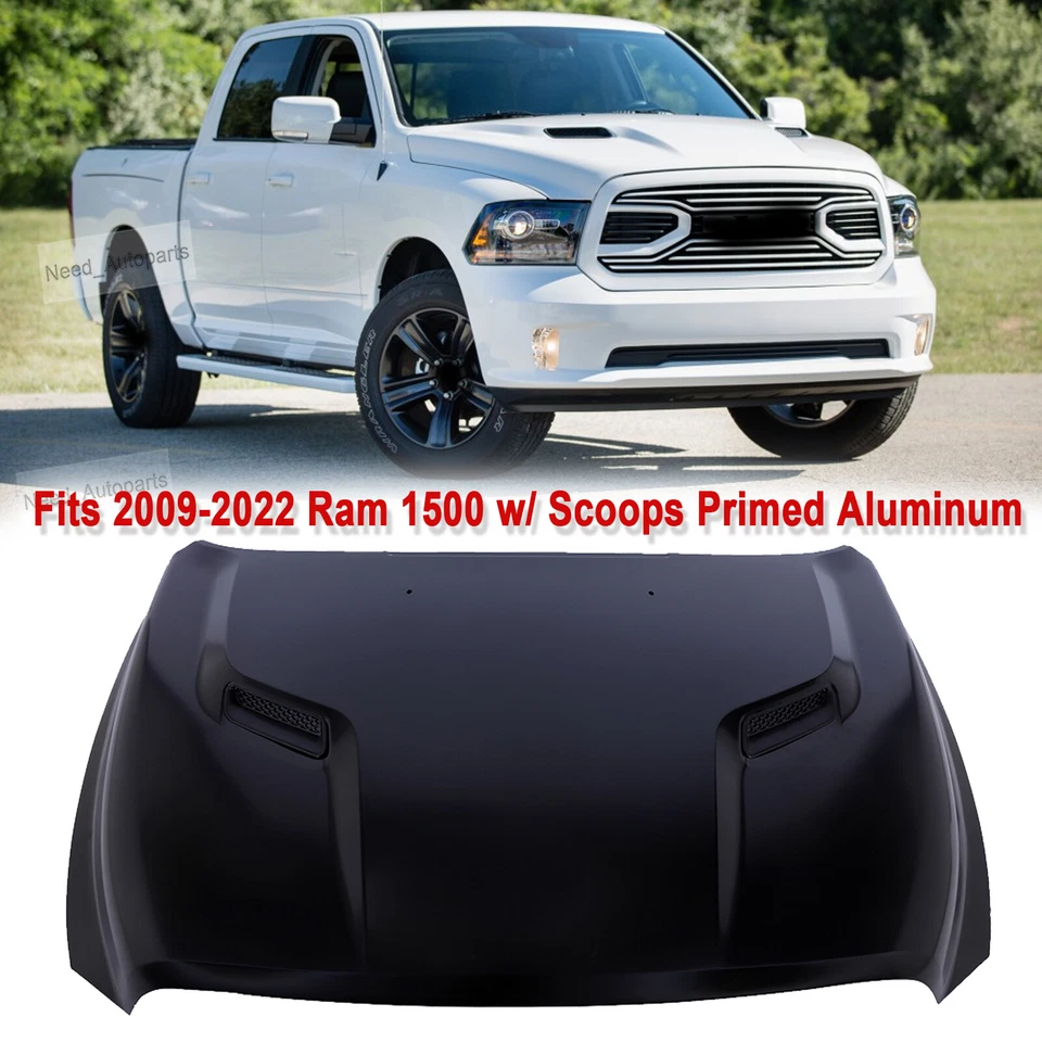 Hood Fits For 2011-2018 Ram 1500 2009-2010 Dodge Ram 1500 aluminium w/Scoops - Image 1 of 4
