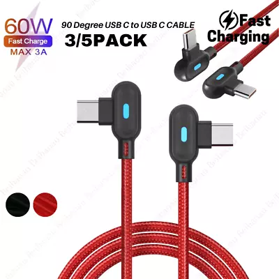 60W PD 3A 90° USB C To USB-C Cable Fast Charger Cord For iPhone 15/16/17/Samsung - Image 1 of 4