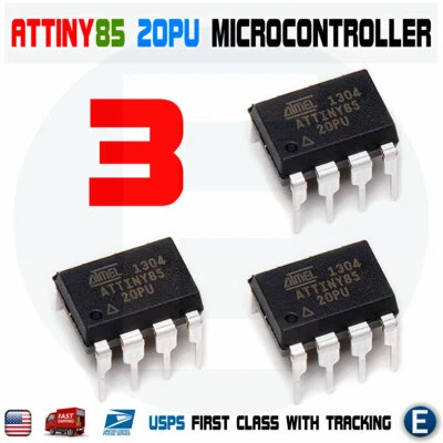 3 PIEZAS Atmel Original ATTINY85-20PU IC MCU 8BIT 8KB FLASH 8DIP Superior ATTINY85 Foto 1 de 4